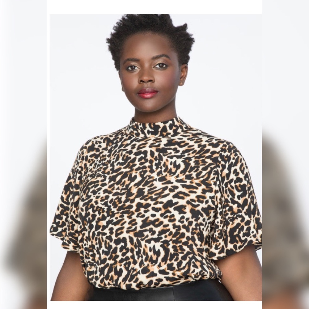 Eloquii Tie-Neck Leopard Top